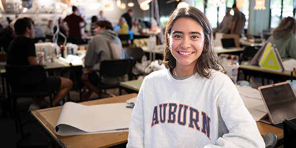 Female Auburn Student in class